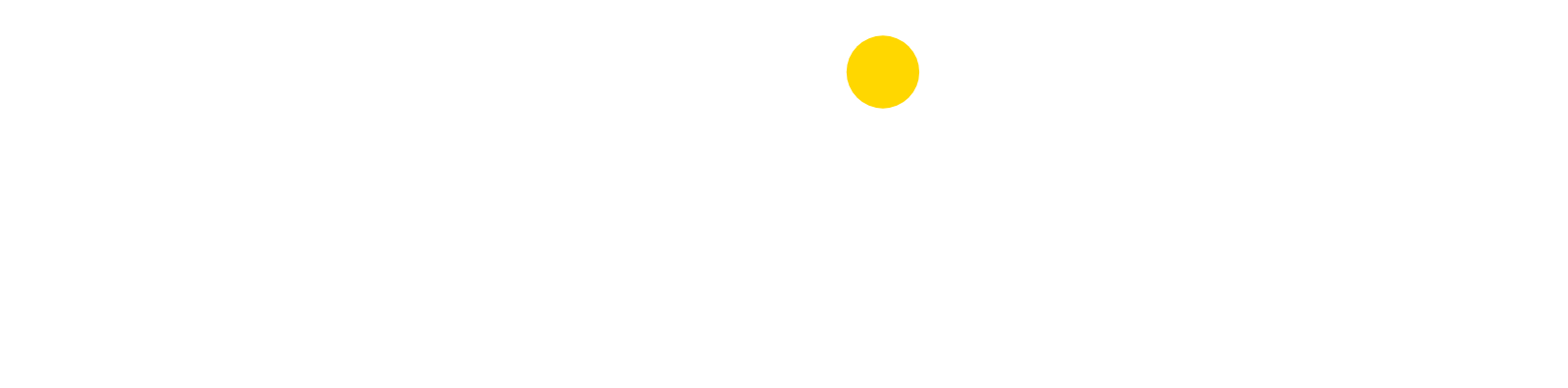 Logotipo Evasivas horizontal, com letras brancas e o pingo do i amarelo, sobre fundo escuro